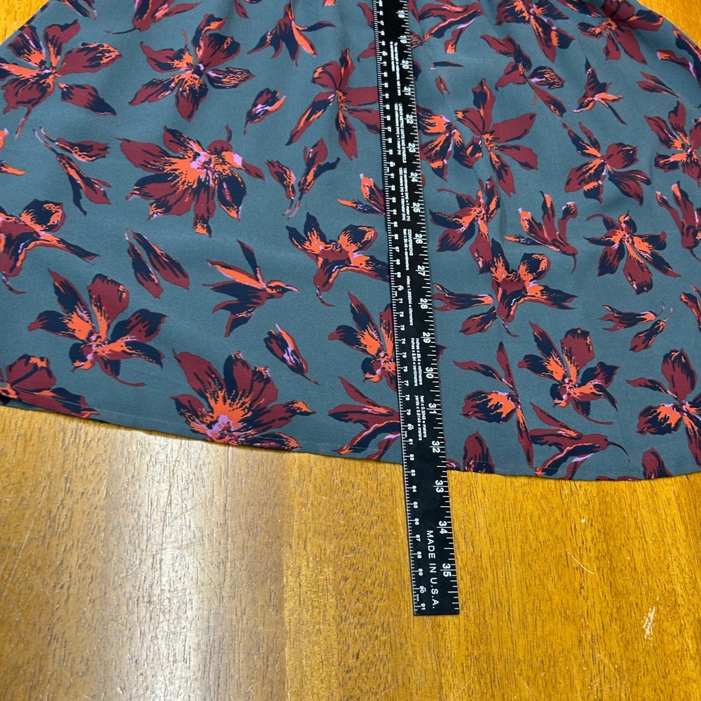 Madewell Dark Green Floral V-Neck Ruffle Sleeve Mini Dress Moonblossom - Picture 8 of 12